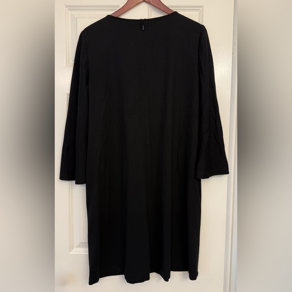 Lafayette 148 Black 3/4 Sleeve Shift Classic Dress With pockets Size Large - Picture 2 of 8
